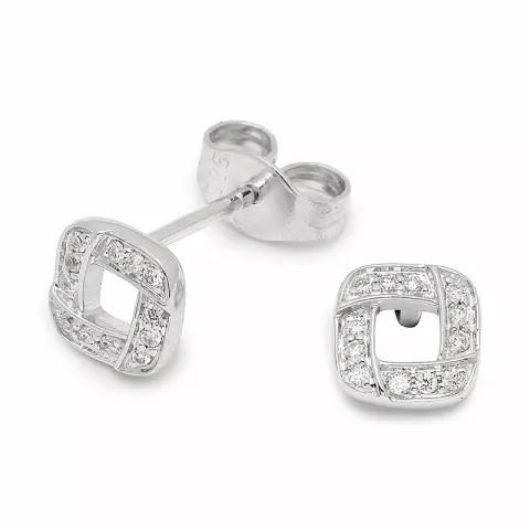 fyrkantigt briljiantöronringar i 14 karat vitguld med diamant