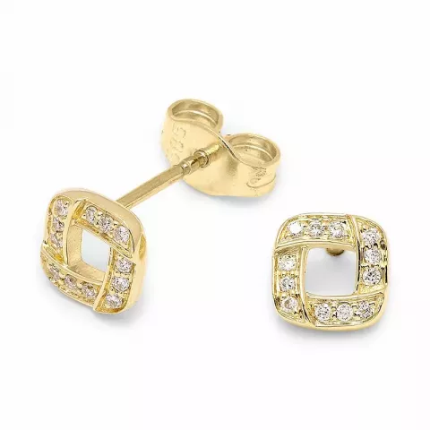fyrkantigt diamantörhängen i 14 karat guld med diamant 