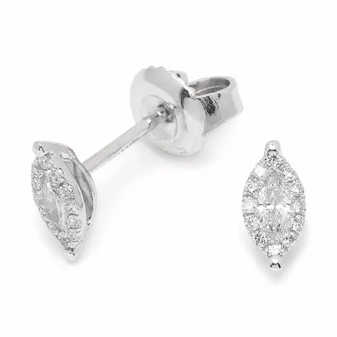 ovala diamantörhängen i 14 karat vitguld med diamant och diamant 