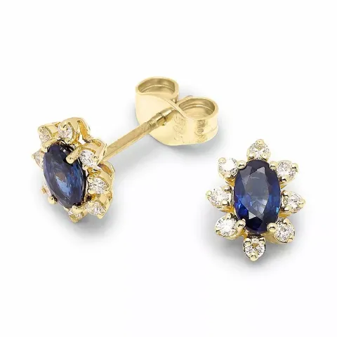 blommor safir briljiantöronringar i 14 karat guld med diamant och safir