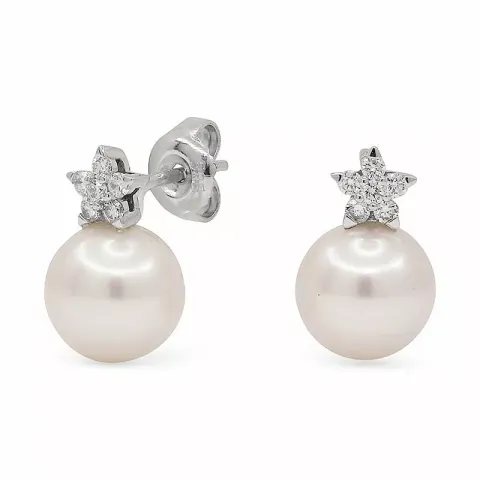 Blommor örhängestift i 14 karat vitguld med diamant