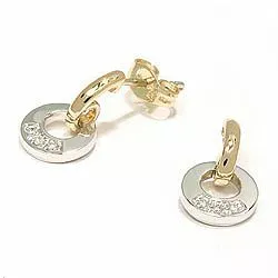 runda briljiantöronringar i 14 karat guld och vitguld med diamant 