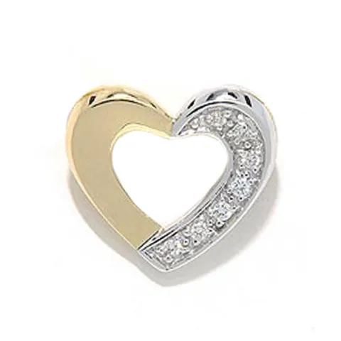 hjärta hängen i 14  carat guld- och vitguld 0,05 ct