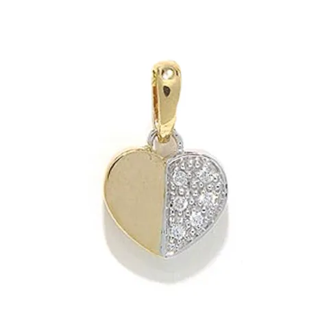 hjärta diamant hängen i 14  carat guld- och vitguld 0,04ct ct