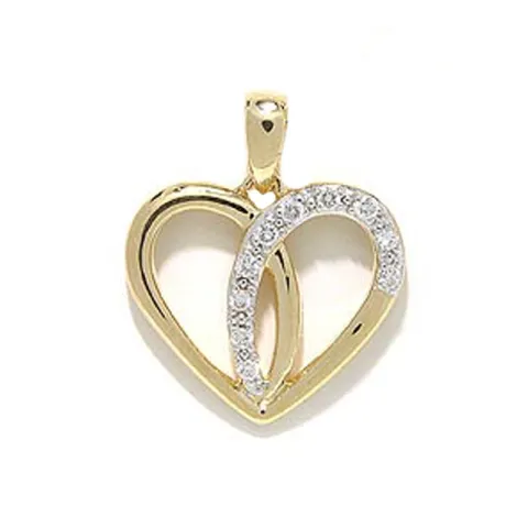 Hjärta diamantberlocker i 14 carat guld 0,09 ct