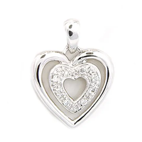 hjärta diamant hängen i 14  carat vitguld 0,04 ct
