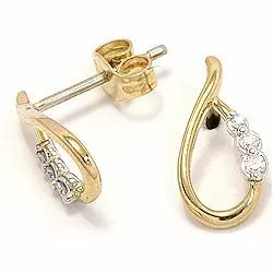 droppe diamant örhängestift i 14 karat guld och vitguld med diamant 