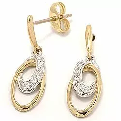 ovala diamant örhängen i 14 karat guld och vitguld med diamant