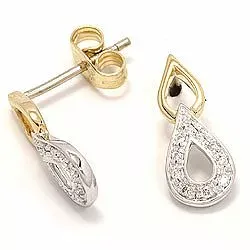 droppe diamantörhängen i 14 karat guld och vitguld med diamant 