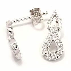 droppe diamant örhängestift i 14 karat vitguld med diamant 
