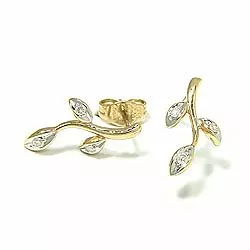 Blad briljiantöronringar i 14 karat guld och vitguld med diamanter 