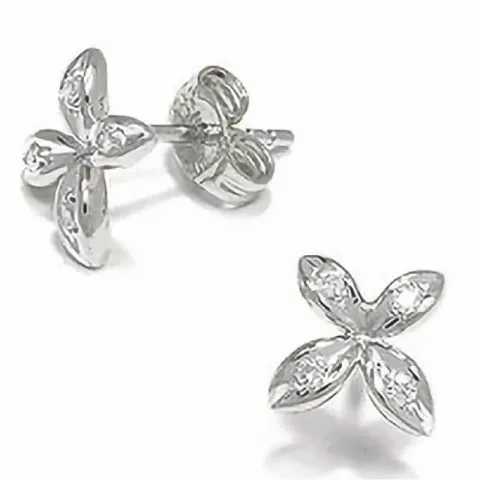 Blad briljiantöronringar i 14 karat vitguld med diamanter 