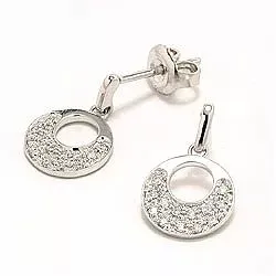 runda diamant diamantörhängen i 14 karat vitguld med diamant 