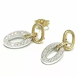 ovala vita diamant örhängestift i 14 karat guld och vitguld med diamant