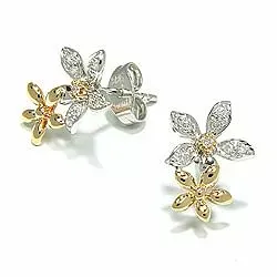 Blommor diamantörhängen i 14 karat guld och vitguld med diamanter