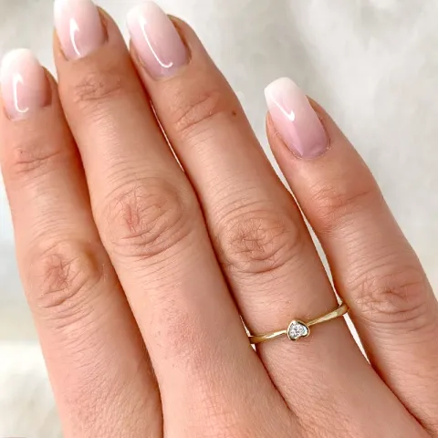 hjärta briljantring i 14  karat guld- och vitguld 0,03 ct