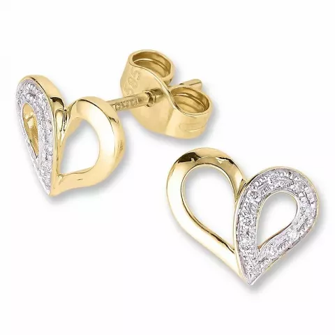 Hjärta diamantörhängen i 14 karat guld och vitguld med diamant 