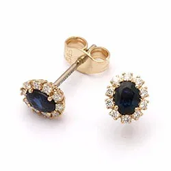 blommor safir örhängen i 14 karat guld med diamant och safir