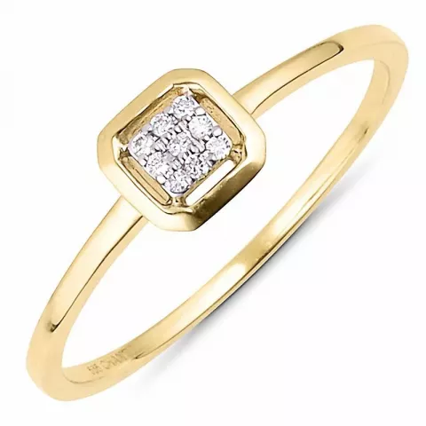 Fyrkantigt diamant guld ring i 14  karat guld- och vitguld 0,03 ct