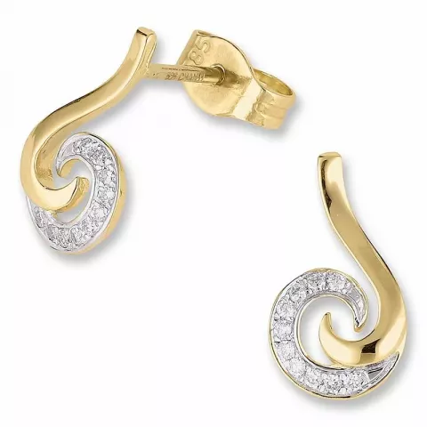 nyckel diamantörhängen i 14 karat guld och vitguld med diamant 