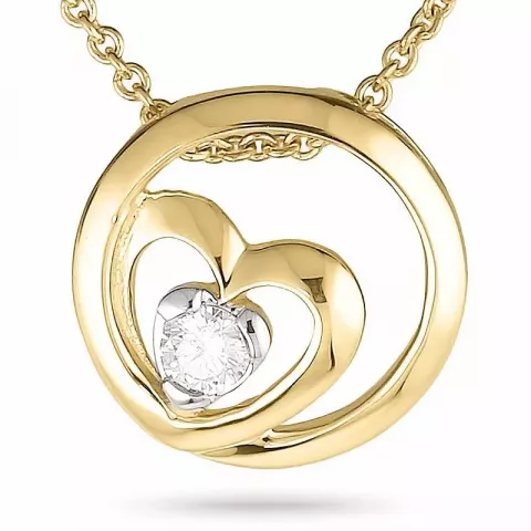 Hjärta diamant hängen med halskedja i 14  carat guld- och vitguld 0,05 ct