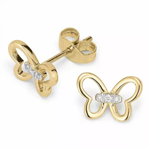 Fjärilar diamantörhängen i 14 karat guld med diamanter 