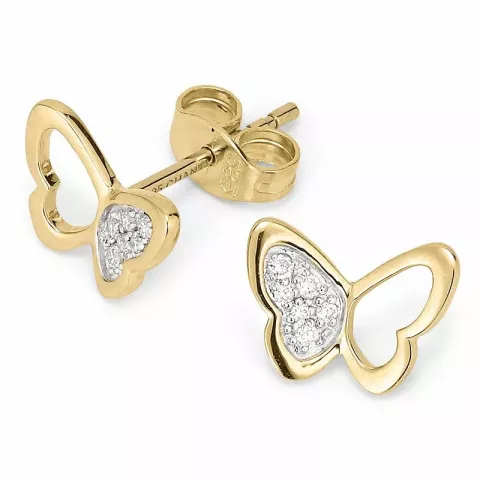 Fjärilar diamantörhängen i 14 karat guld och vitguld med diamanter 