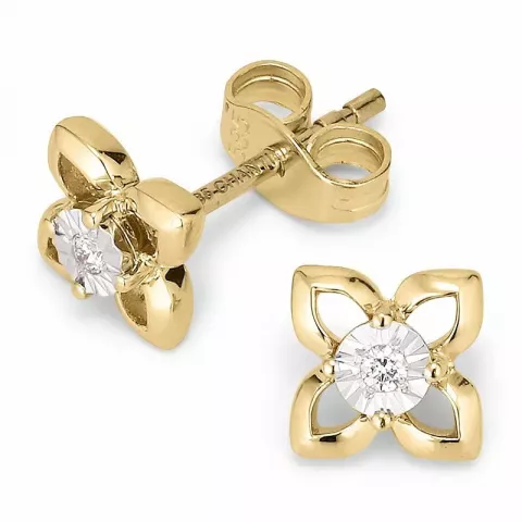 Blommor briljiantöronringar i 14 karat guld och vitguld med diamanter 