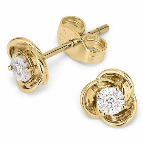 Blommor briljiantöronringar i 14 karat guld och vitguld med diamanter 