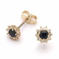 blommor safir diamantörhängen i 14 karat guld med diamant och safir