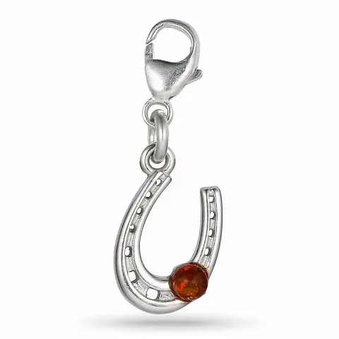 hästsko bärnsten hängen i silver