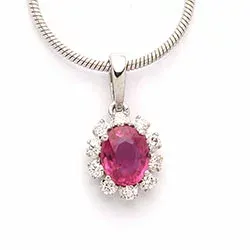 rubin hängen i 14 carat vitguld 0,09 ct 0,40 ct