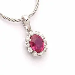 rubin hängen i 14 carat vitguld 0,09 ct 0,40 ct