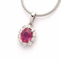 rubin hängen i 14 carat vitguld 0,09 ct 0,40 ct