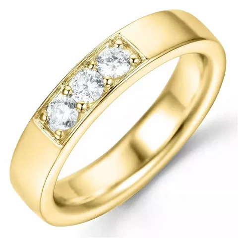 diamantring i 14  karat guld 3 x 0,10 ct