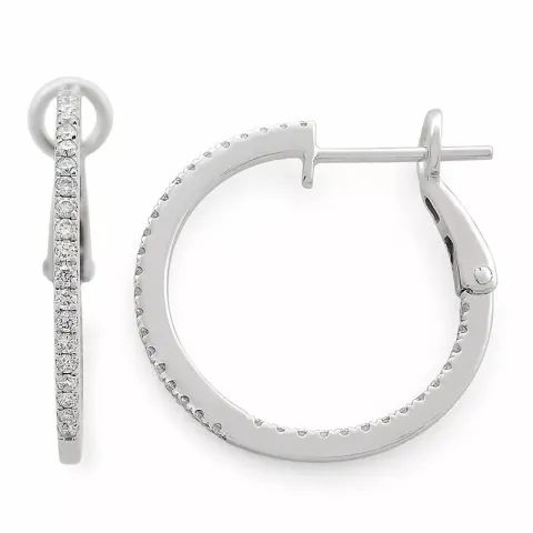 16 mm diamant creol i 14 karat vitguld med diamanter 