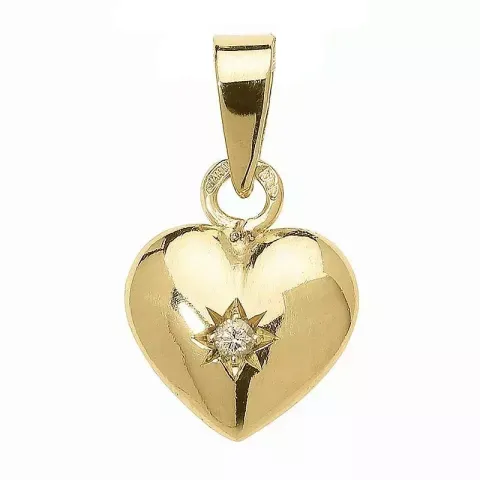 hjärta zirkon hängen i 8 karat guld