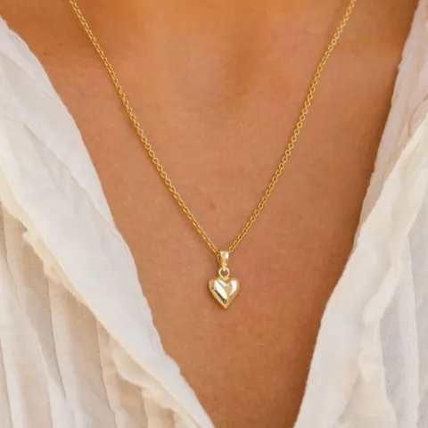10 x 8,5 mm hjärta halsband i förgyllt silver med hängen i 8 karat guld - Amoré