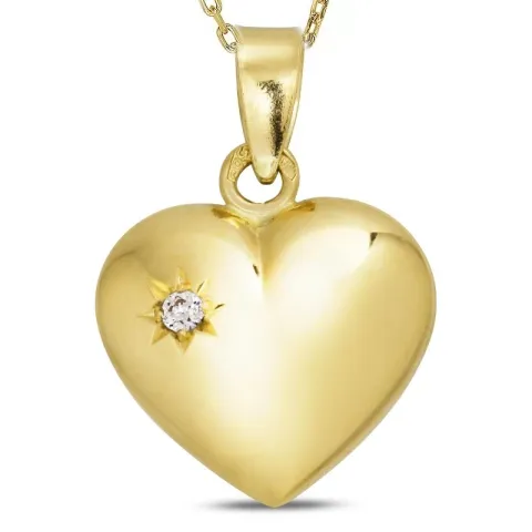 hjärta halsband i förgyllt silver med hängen i 14 karat guld - Amoré