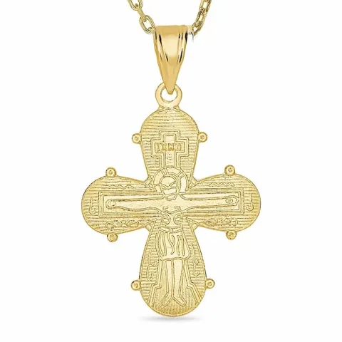 18 x 30 mm dagmarkors halsband i förgyllt silver med hängen i 14 karat guld