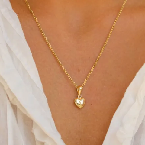 hjärta halsband i förgyllt silver med hängen i 14 karat guld - Amoré