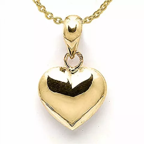 11,5 x 20 mm hjärta hängen med halskedja i förgyllt silver med hängen i 14 karat guld
