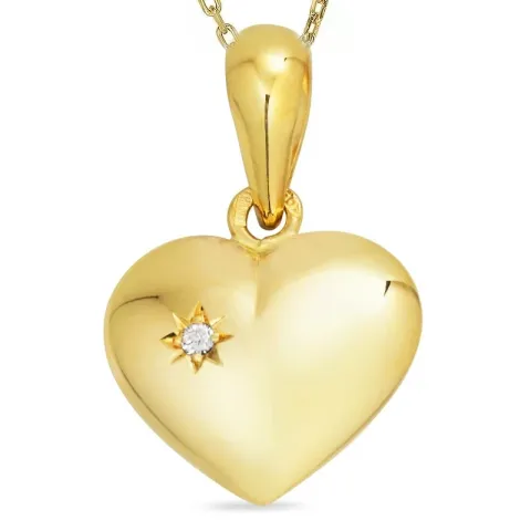 hjärta halsband i förgyllt silver med hängen i 14 karat guld - Amoré