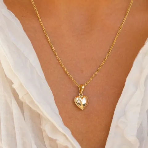 hjärta halsband i förgyllt silver med hängen i 14 karat guld - Amoré