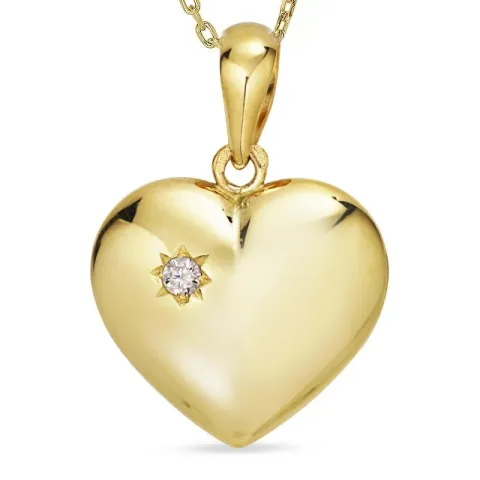 hjärta halsband i förgyllt silver med hängen i 8 karat guld - Amoré