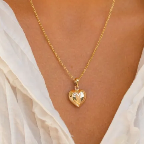 hjärta halsband i förgyllt silver med hängen i 8 karat guld - Amoré