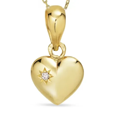 hjärta halsband i förgyllt silver med hängen i 8 karat guld - Amoré
