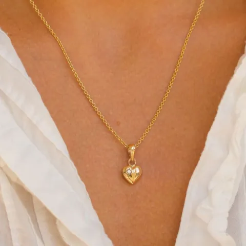hjärta halsband i förgyllt silver med hängen i 8 karat guld - Amoré