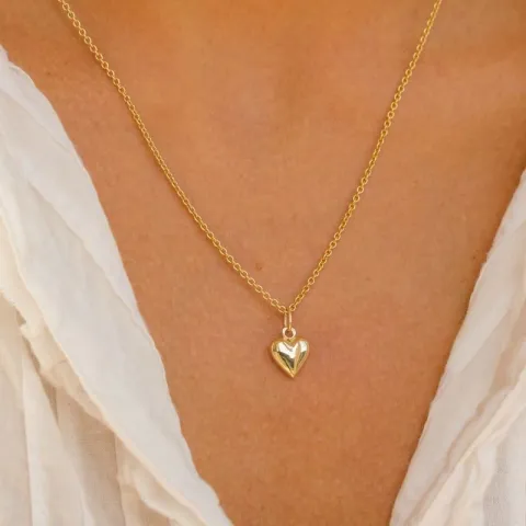 hjärta halsband i förgyllt silver med hängen i 8 karat guld - Amoré