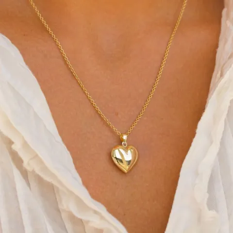 hjärta halsband i förgyllt silver med hängen i 8 karat guld - Amoré